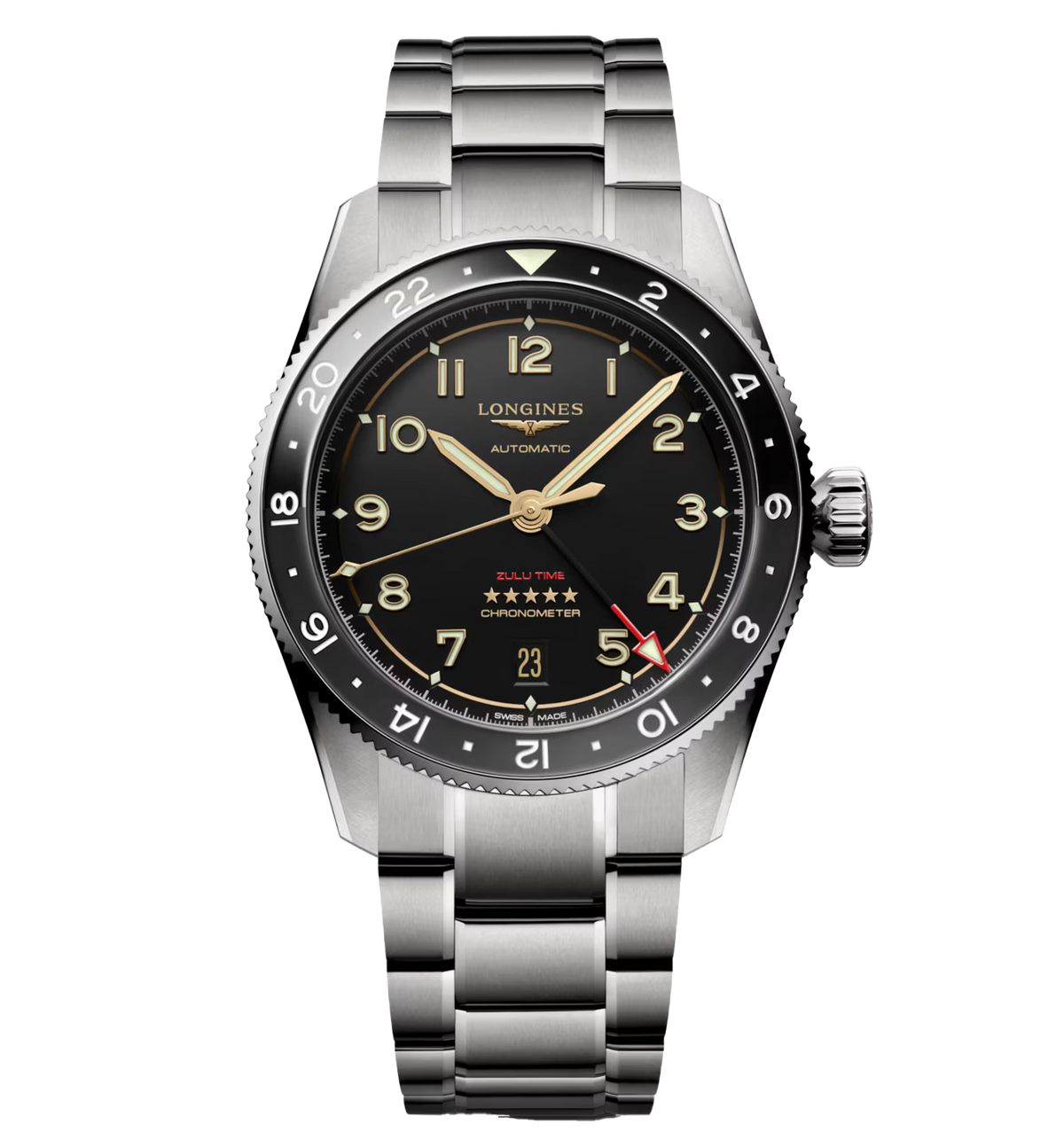 LNGS Spirit Zulu Time 39mm Watch with Black Dial