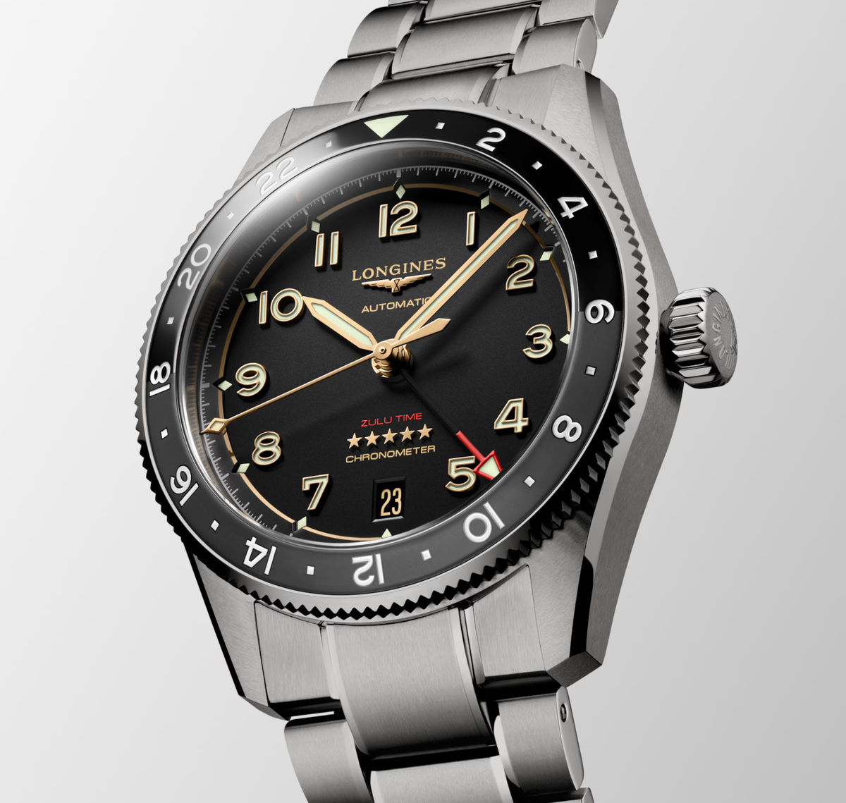 LNGS Spirit Zulu Time 39mm Watch with Black Dial