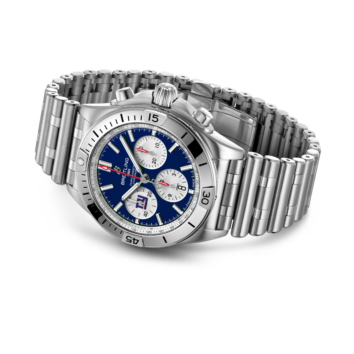 BRT Chronomat B01 42 NFL New York Giants Edition with Stainless Steel Bracelet