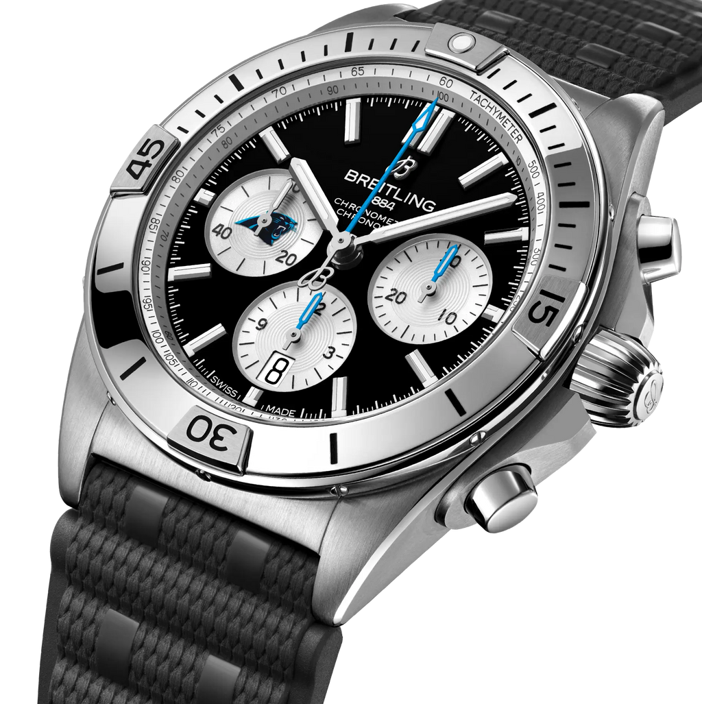 BRT Chronomat B01 42 NFL Carolina Panthers Edition with Rubber Strap