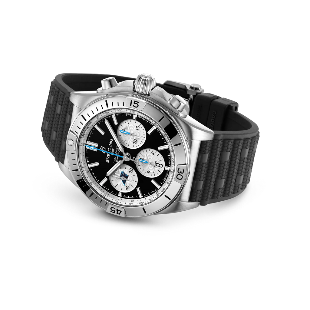 BRT Chronomat B01 42 NFL Carolina Panthers Edition with Rubber Strap