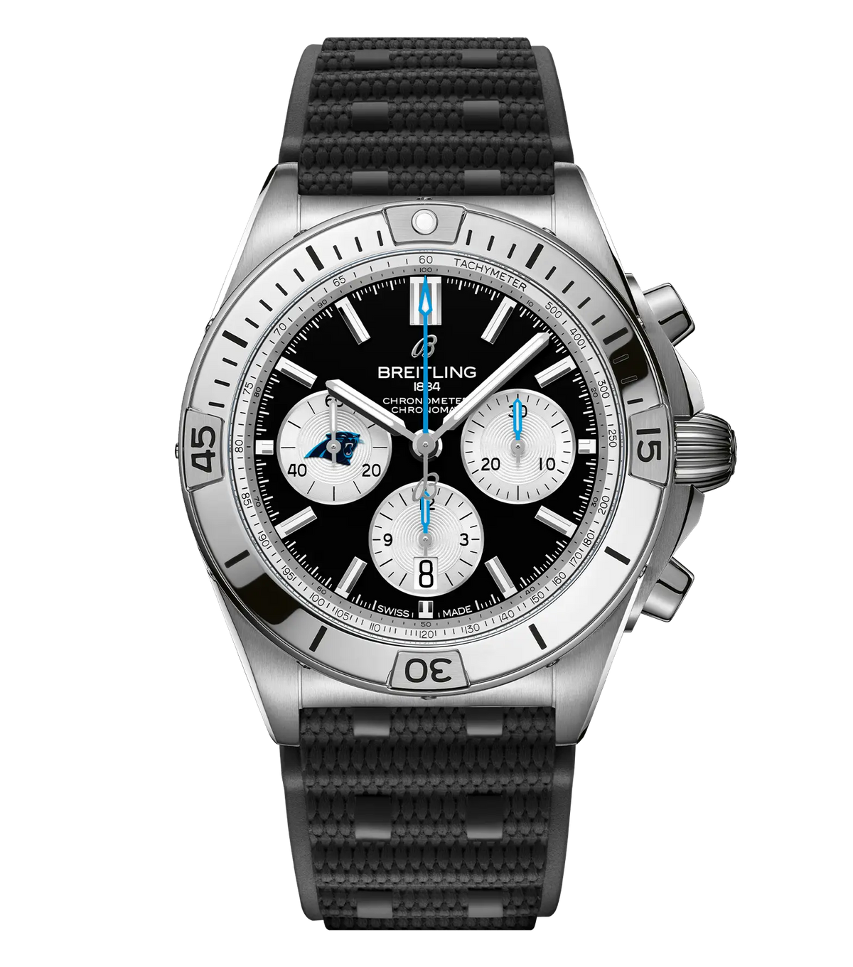 BRT Chronomat B01 42 NFL Carolina Panthers Edition with Rubber Strap