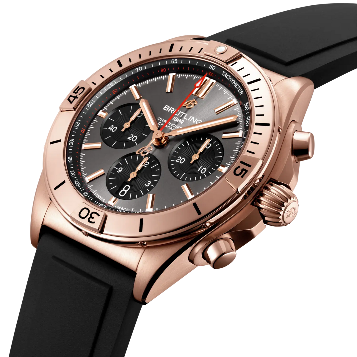 BRT Chronomat B01 42 Watch with Black Rubber Strap