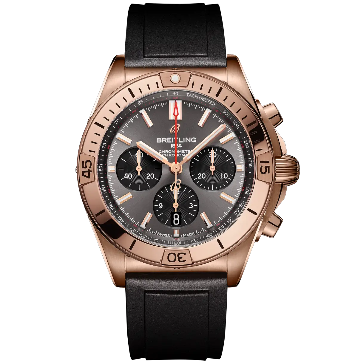 BRT Chronomat B01 42 Watch with Black Rubber Strap