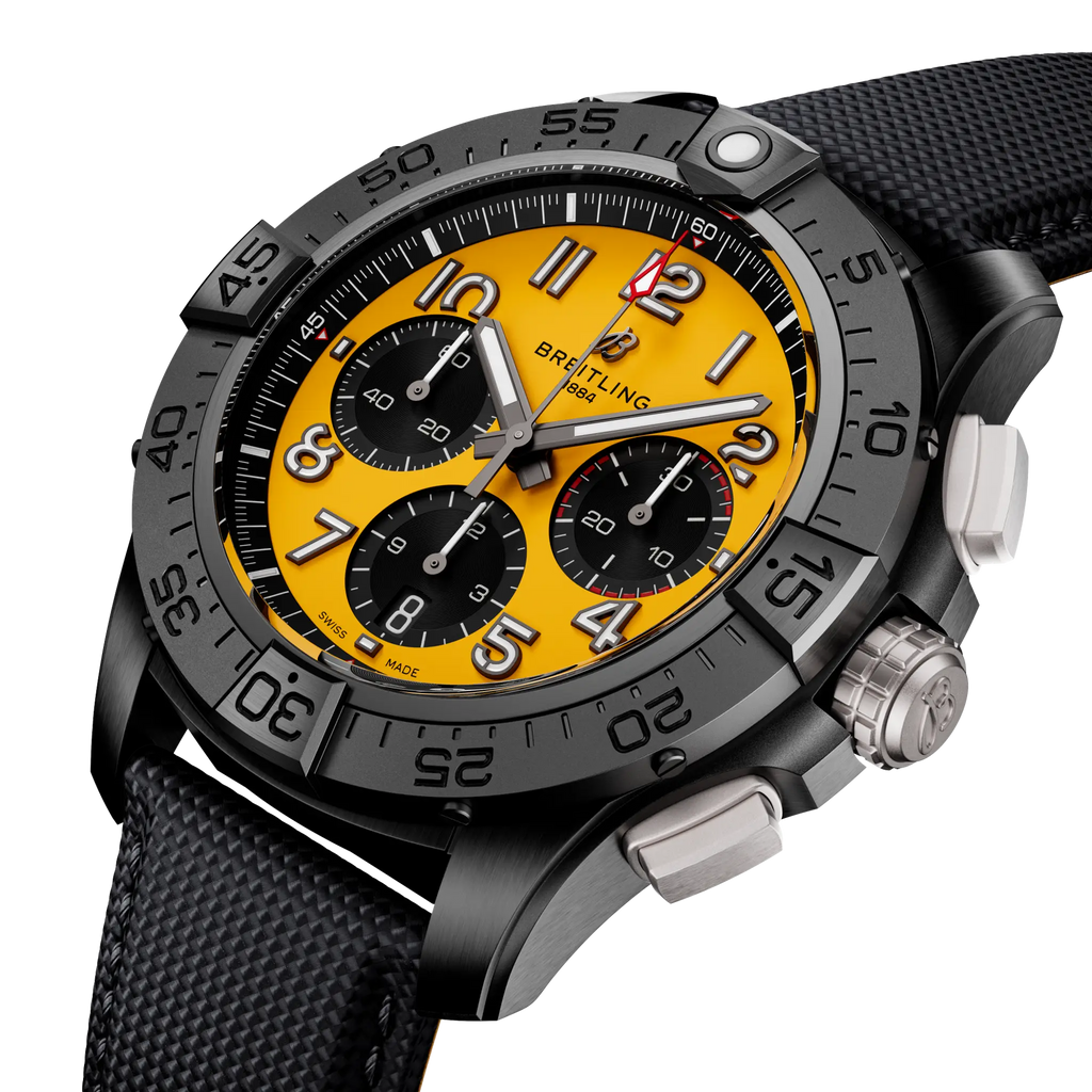 BRT Avenger B01 Chronograph 44 Night Mission Watch with Black Strap