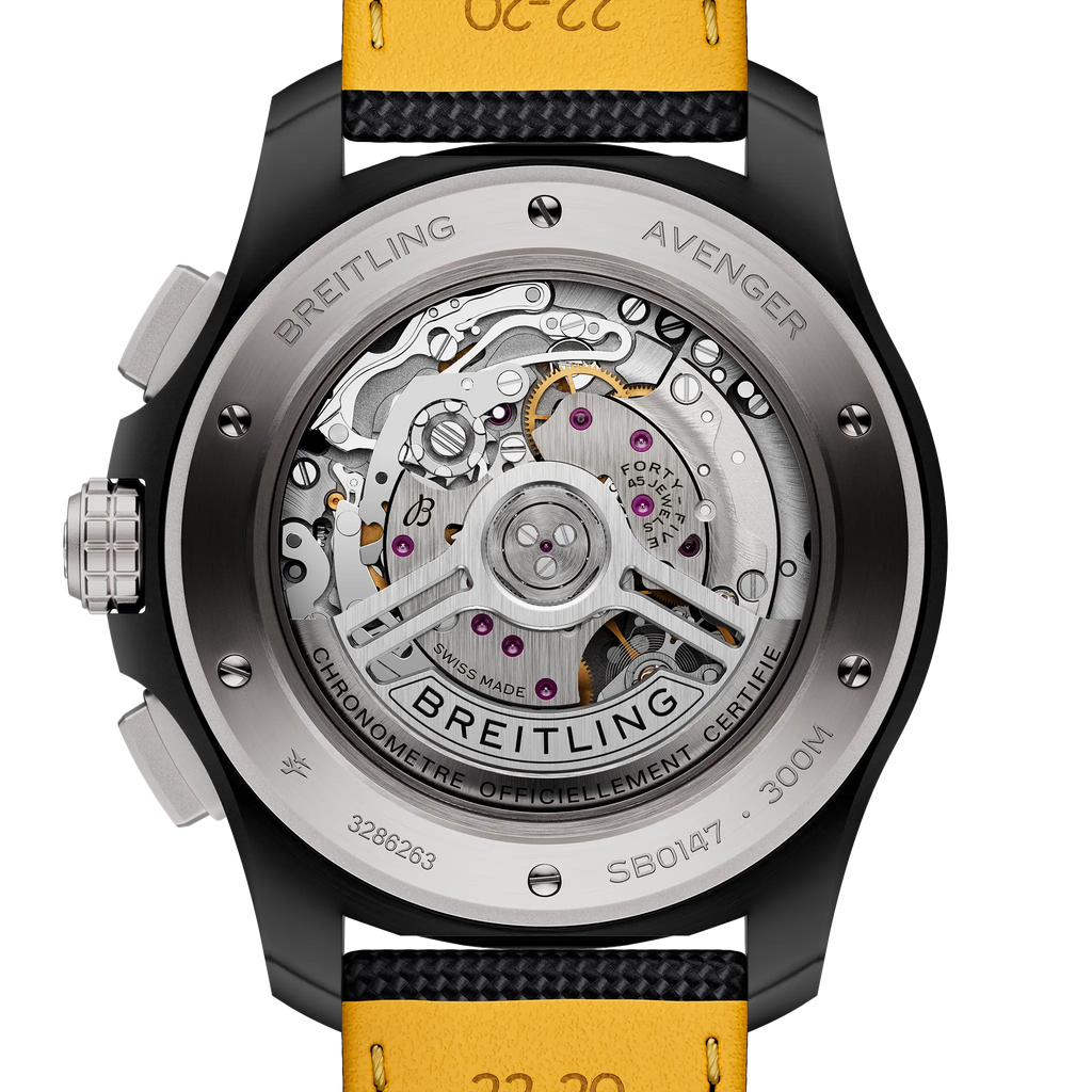 BRT Avenger B01 Chronograph 44 Night Mission Watch with Black Strap
