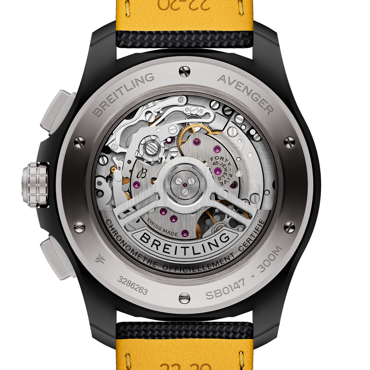 BRT Avenger B01 Chronograph 44 Night Mission Watch with Black Strap