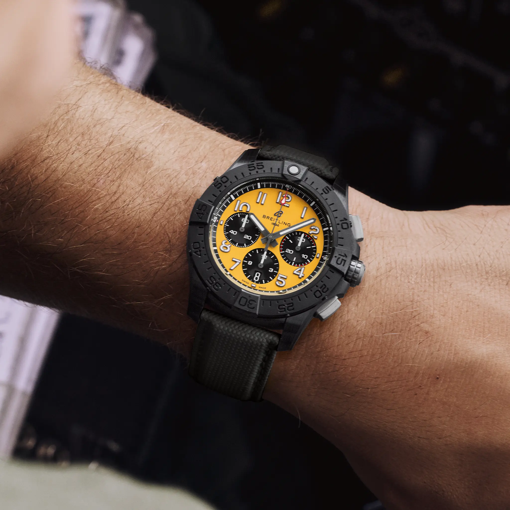 BRT Avenger B01 Chronograph 44 Night Mission Watch with Black Strap
