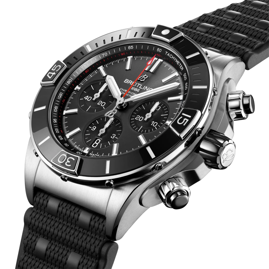BRT Super Chronomat B01 44 Watch with Black Rubber Strap