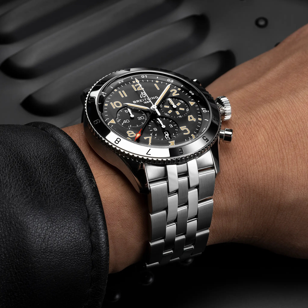 BRT Super AVI B04 Chronograph GMT 46 P-51 Mustang Watch with Stainless Steel Bracelet