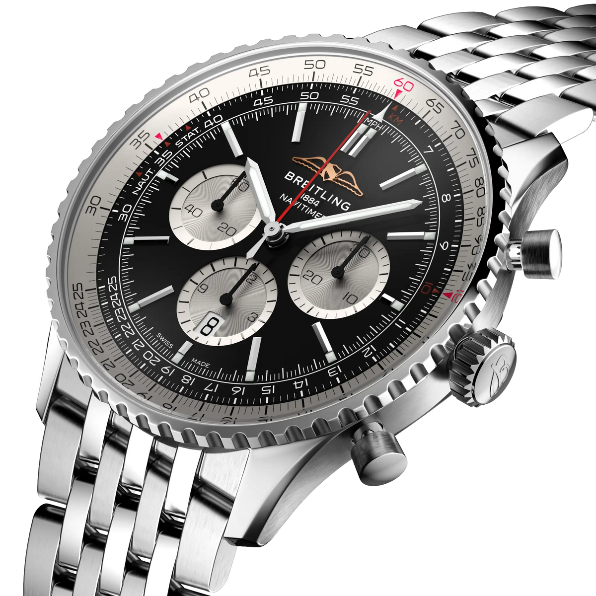 BRT Navitimer B01 Chronograph 46 Watch with Black Dial