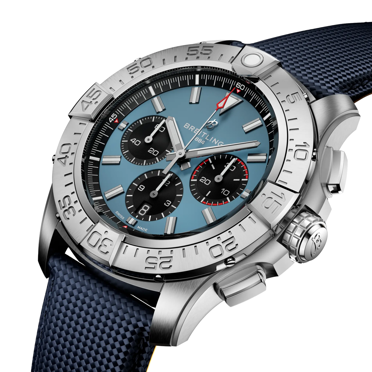 BRT Super Avenger B01 Chronograph 46 Watch with Blue Leather Strap