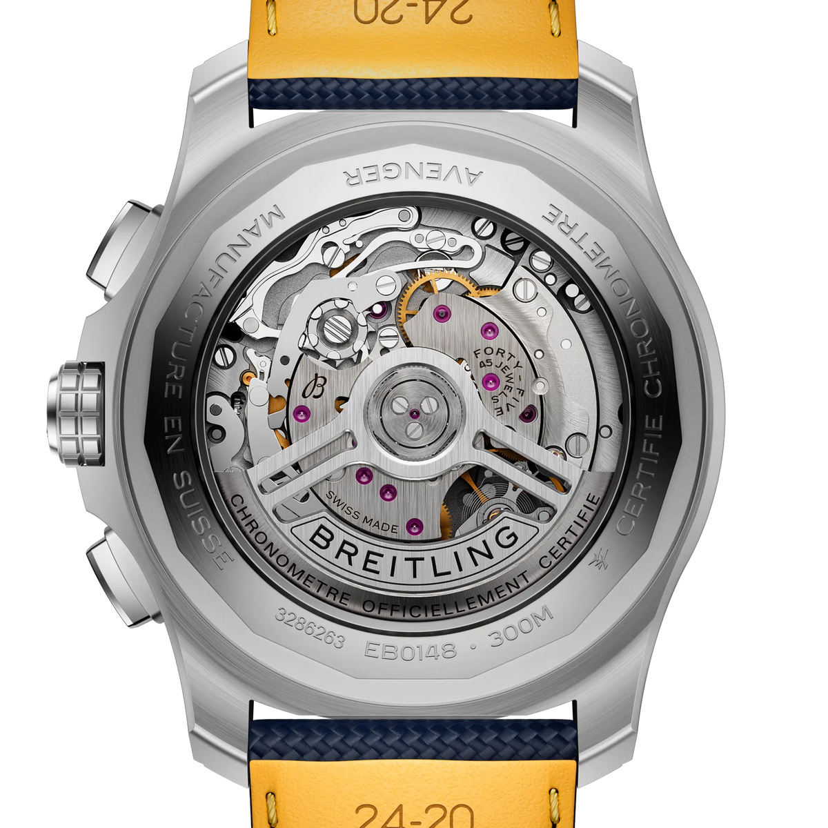 BRT Super Avenger B01 Chronograph 46 Watch with Blue Leather Strap