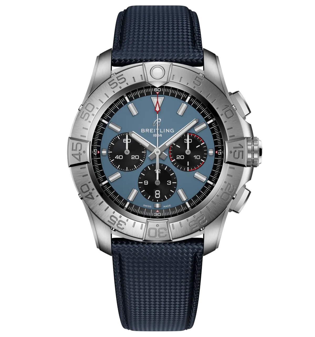 BRT Super Avenger B01 Chronograph 46 Watch with Blue Leather Strap