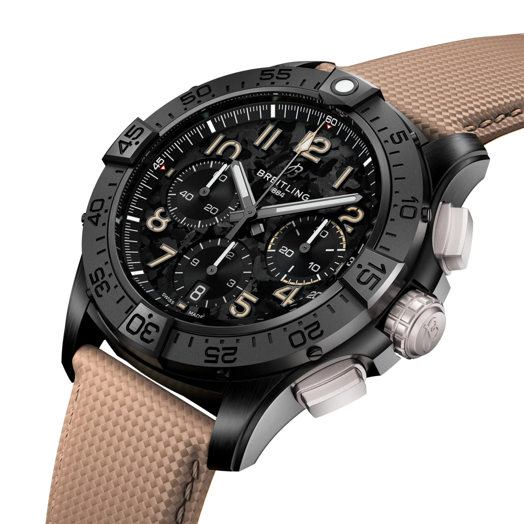 BRT Avenger B01 Chronograph 42 Night Mission Watch with Leather Strap