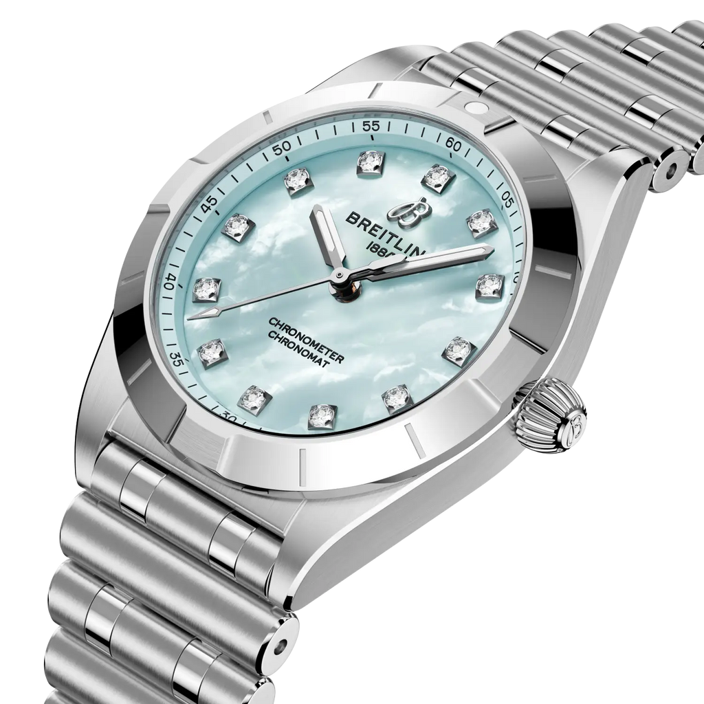 BRT Chronomat 28 Watch with Blue Mother of Pearl Dial