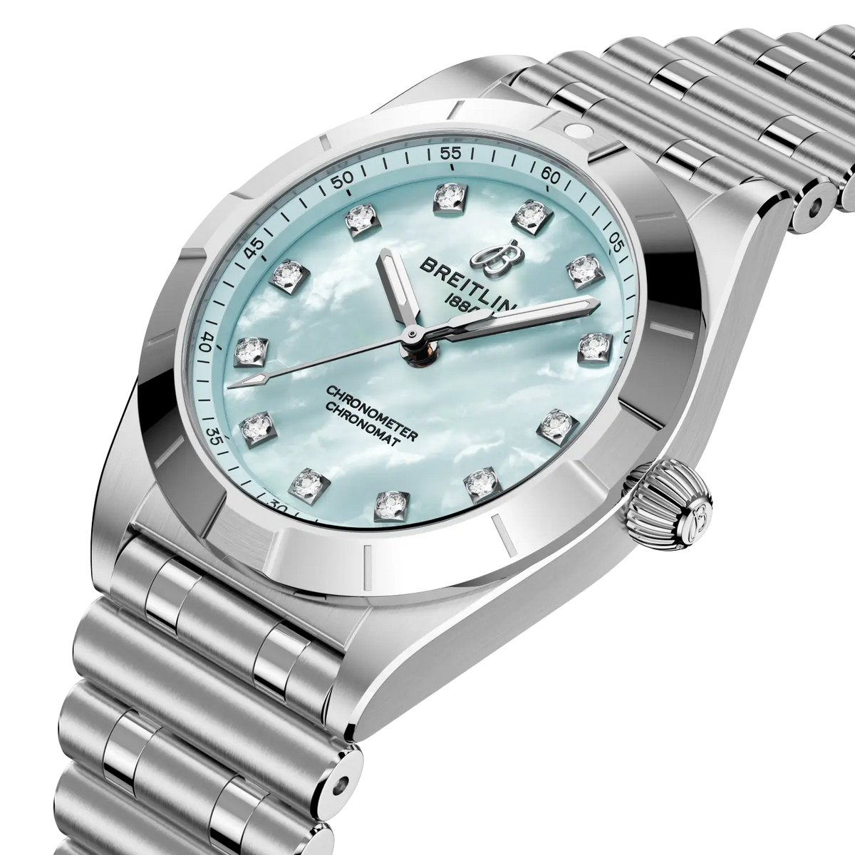 BRT Chronomat 28 Watch with Blue Mother of Pearl Dial