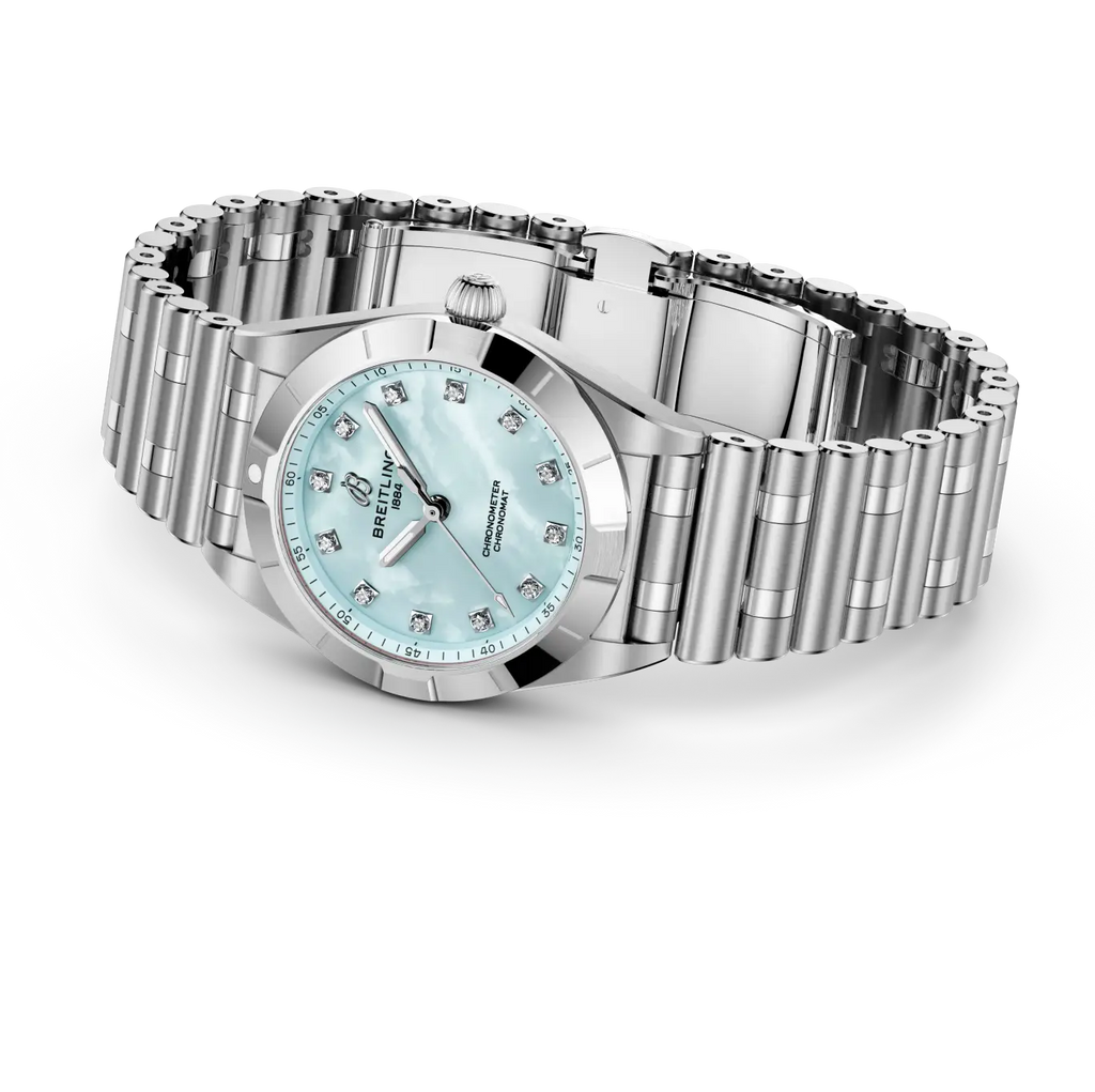 BRT Chronomat 28 Watch with Blue Mother of Pearl Dial