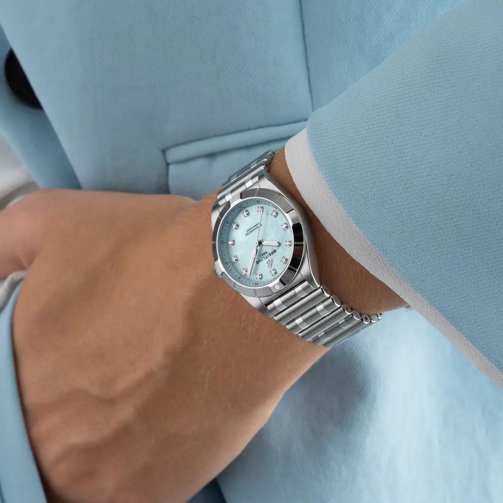 BRT Chronomat 28 Watch with Blue Mother of Pearl Dial