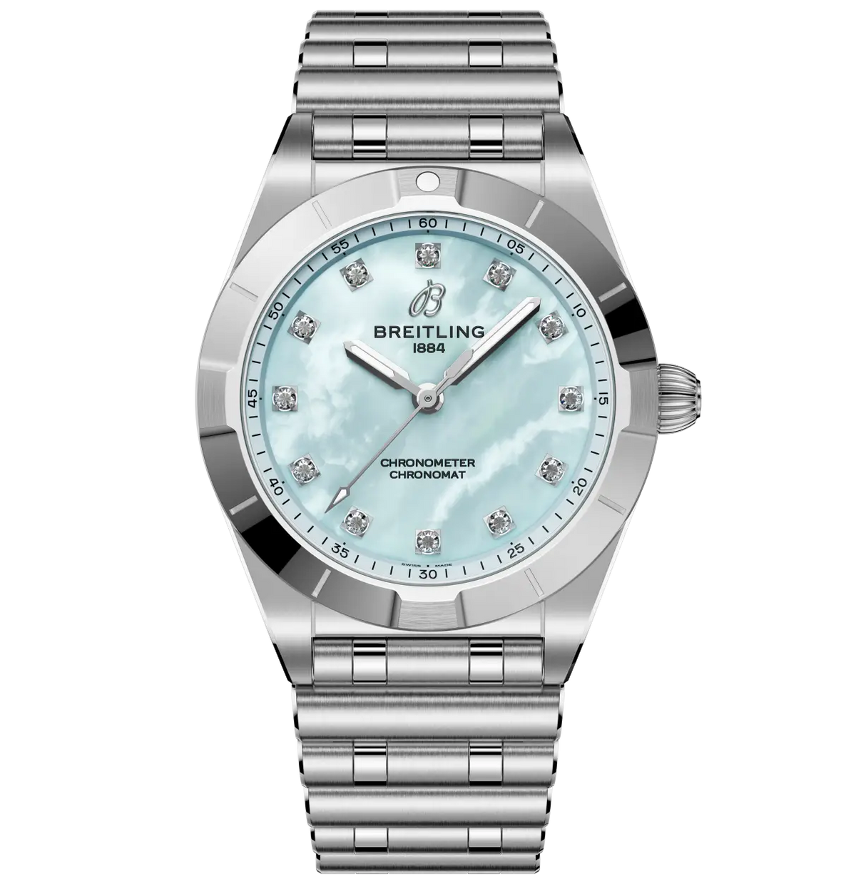 BRT Chronomat 28 Watch with Blue Mother of Pearl Dial