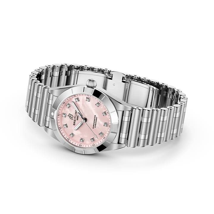 BRT Chronomat 28 Watch with Pink Mother of Pearl Dial