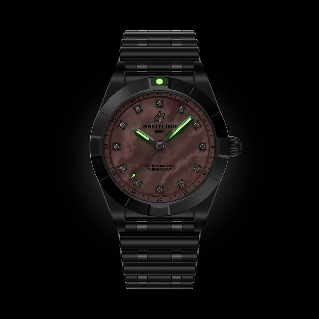 BRT Chronomat 28 Watch with Pink Mother of Pearl Dial