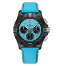 BRT Avenger B01 Chronograph 42 Night Mission Watch with Turquoise Strap