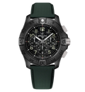 BRT Super Avenger B01 Chronograph 46 Night Mission Watch with Khaki Green Leather Strap