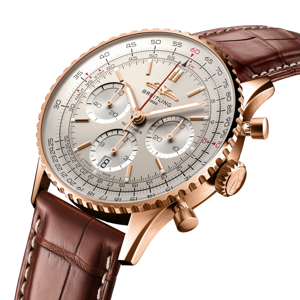 BRT Navitimer B01 Chronograph 41 Watch with Leather Strap