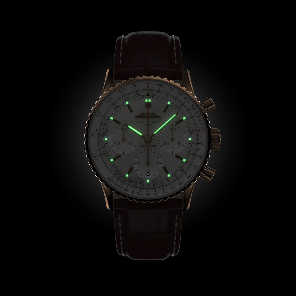 BRT Navitimer B01 Chronograph 41 Watch with Leather Strap