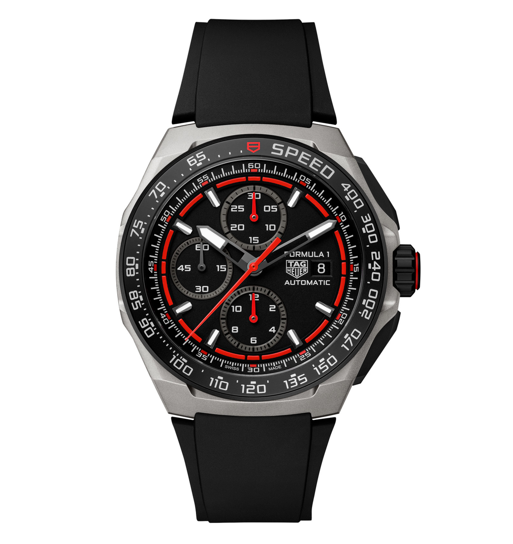 TGHR Formula 1 Chronograph Watch with Black Rubber Strap