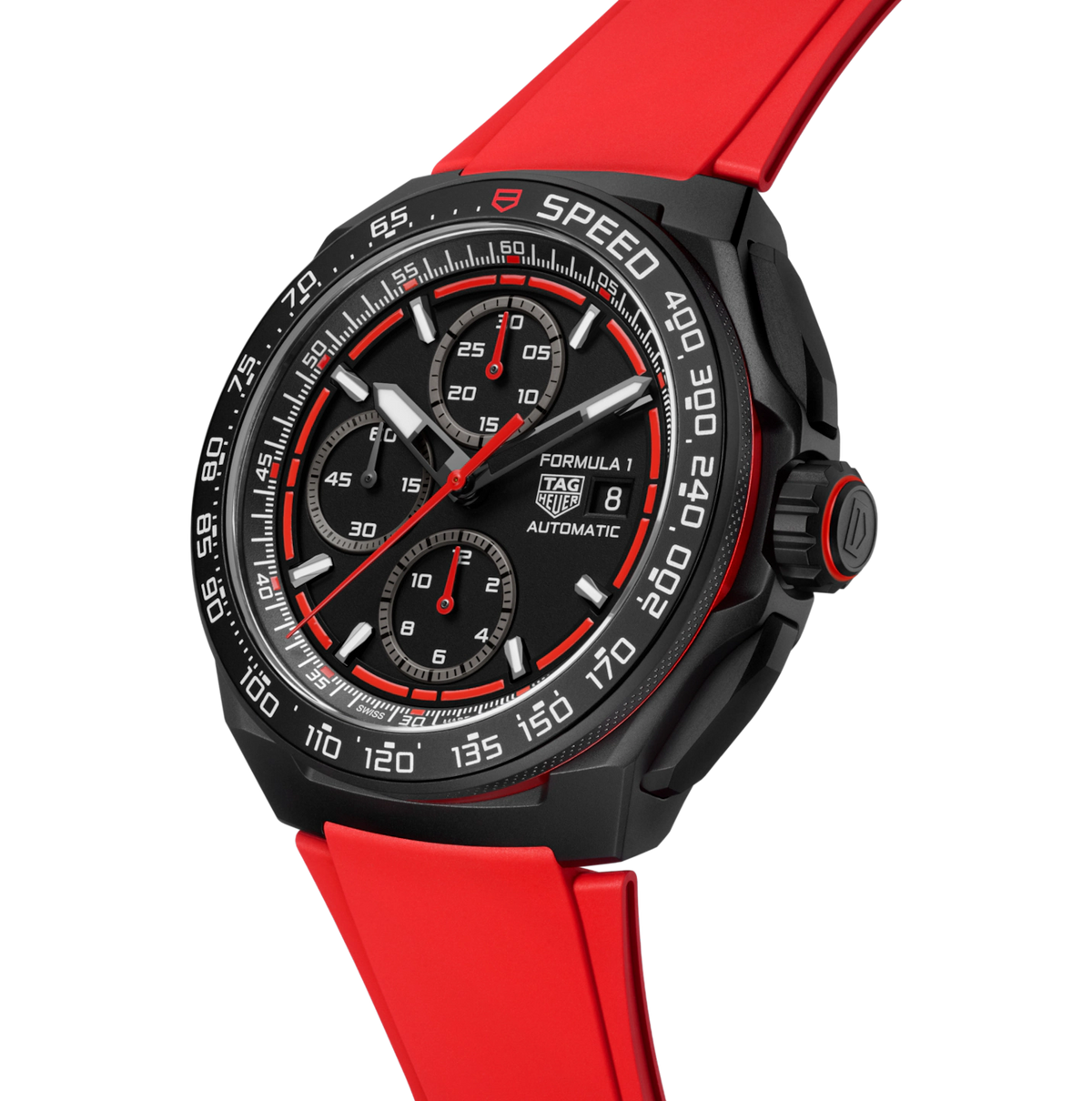 TGHR Formula 1 Chronograph Watch with Red Rubber Strap