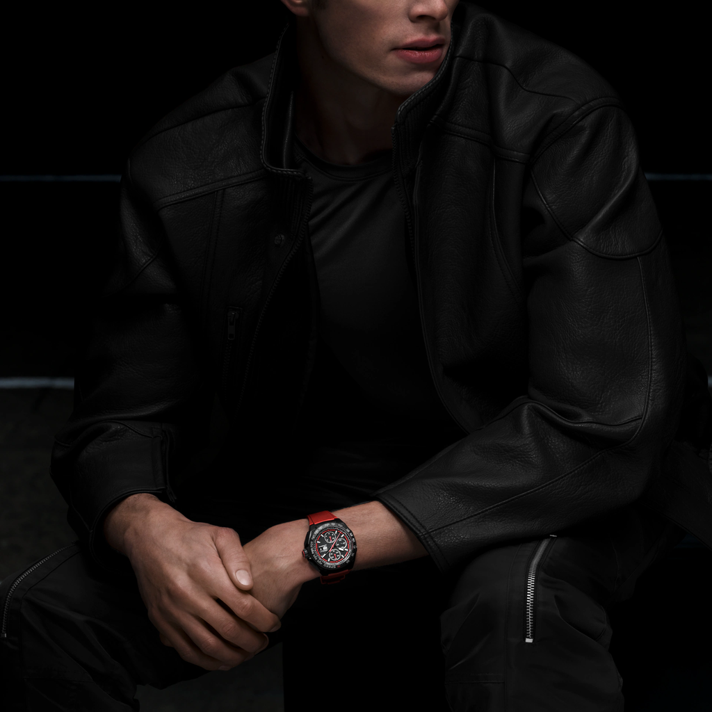 TGHR Formula 1 Chronograph Watch with Red Rubber Strap