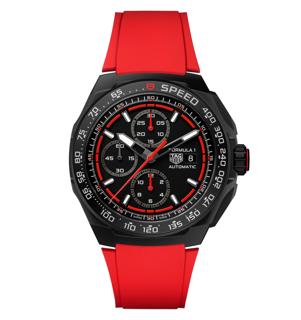 TGHR Formula 1 Chronograph Watch with Red Rubber Strap