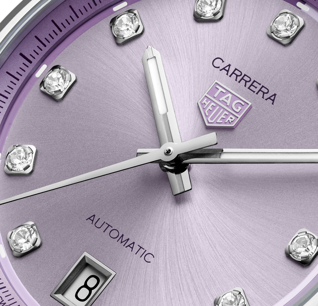 TGHR Carrera Date Watch with Lilac Dial