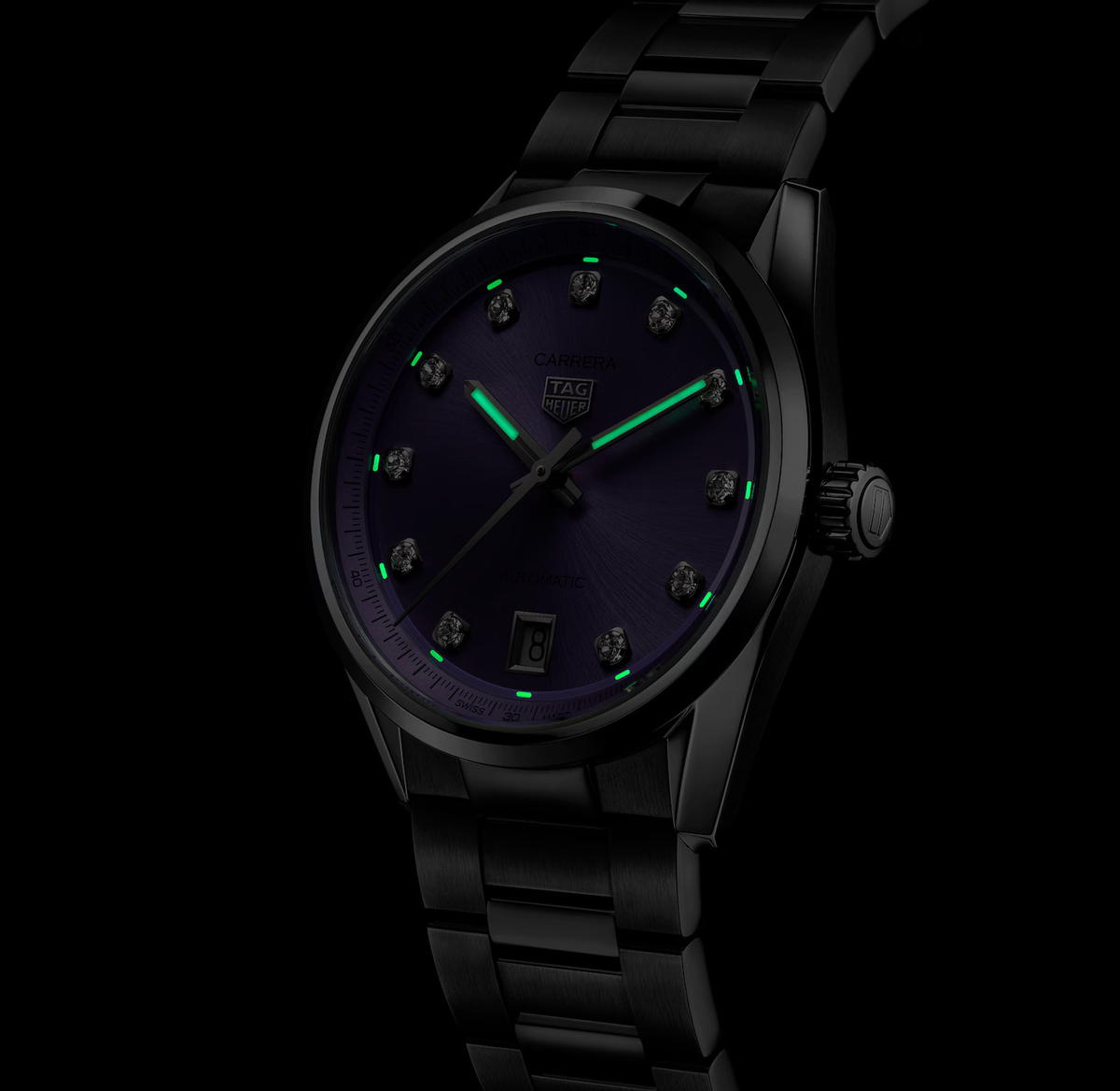 TGHR Carrera Date Watch with Lilac Dial