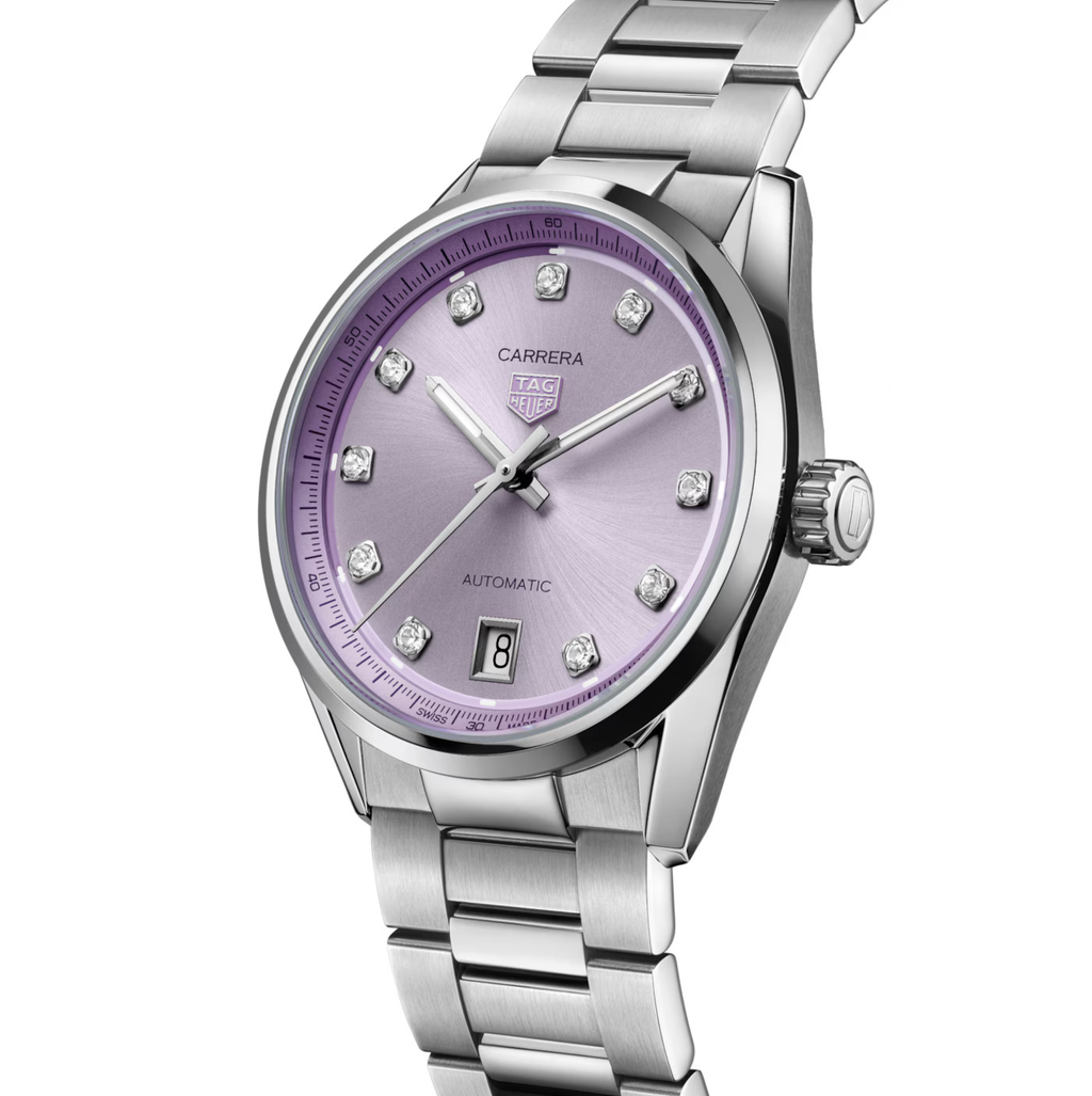 TGHR Carrera Date Watch with Lilac Dial