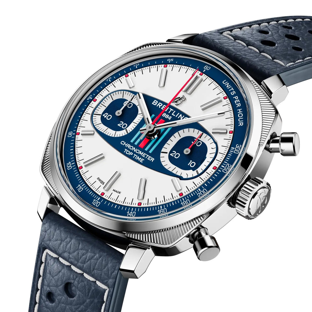 BRT Top Time B01 Racing 38mm Watch with Dark Blue Leather Strap, Limited Edition