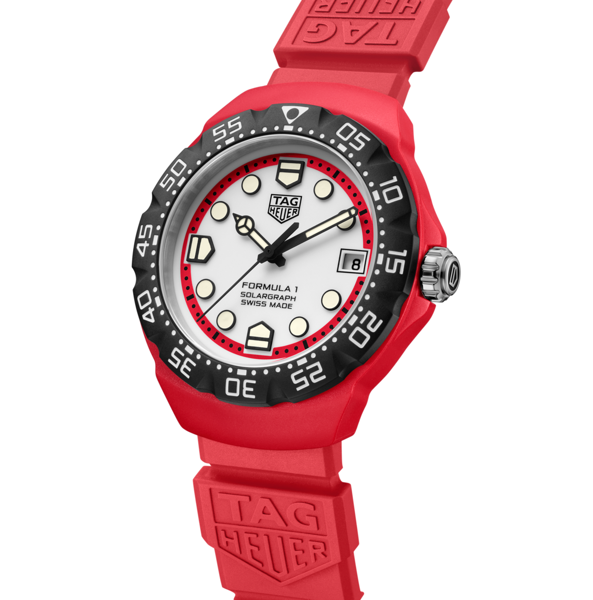 TGHR Formula 1 Solargraph Watch with Red Rubber Strap