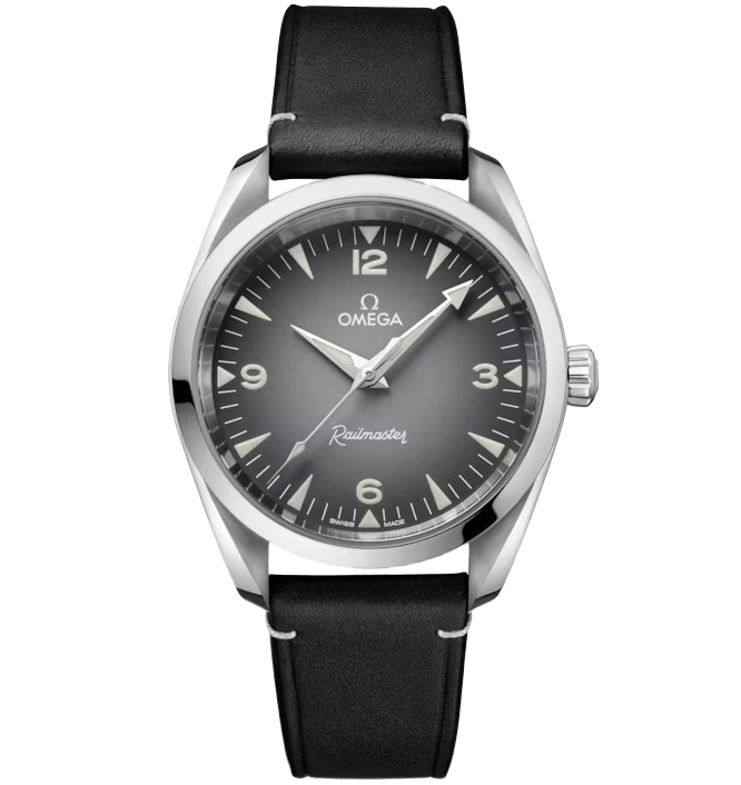 OMG Seamaster Railmaster, 38mm with Black Leather Strap