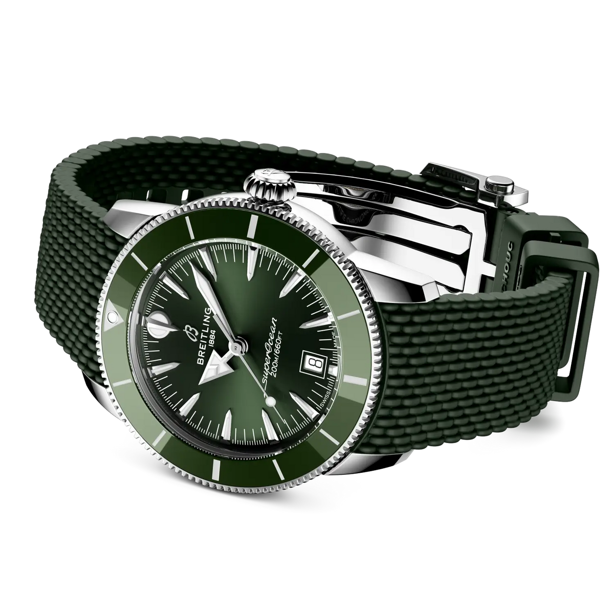 BRT Superocean Heritage B31 Automatic 42 Watch with Green Rubber Strap