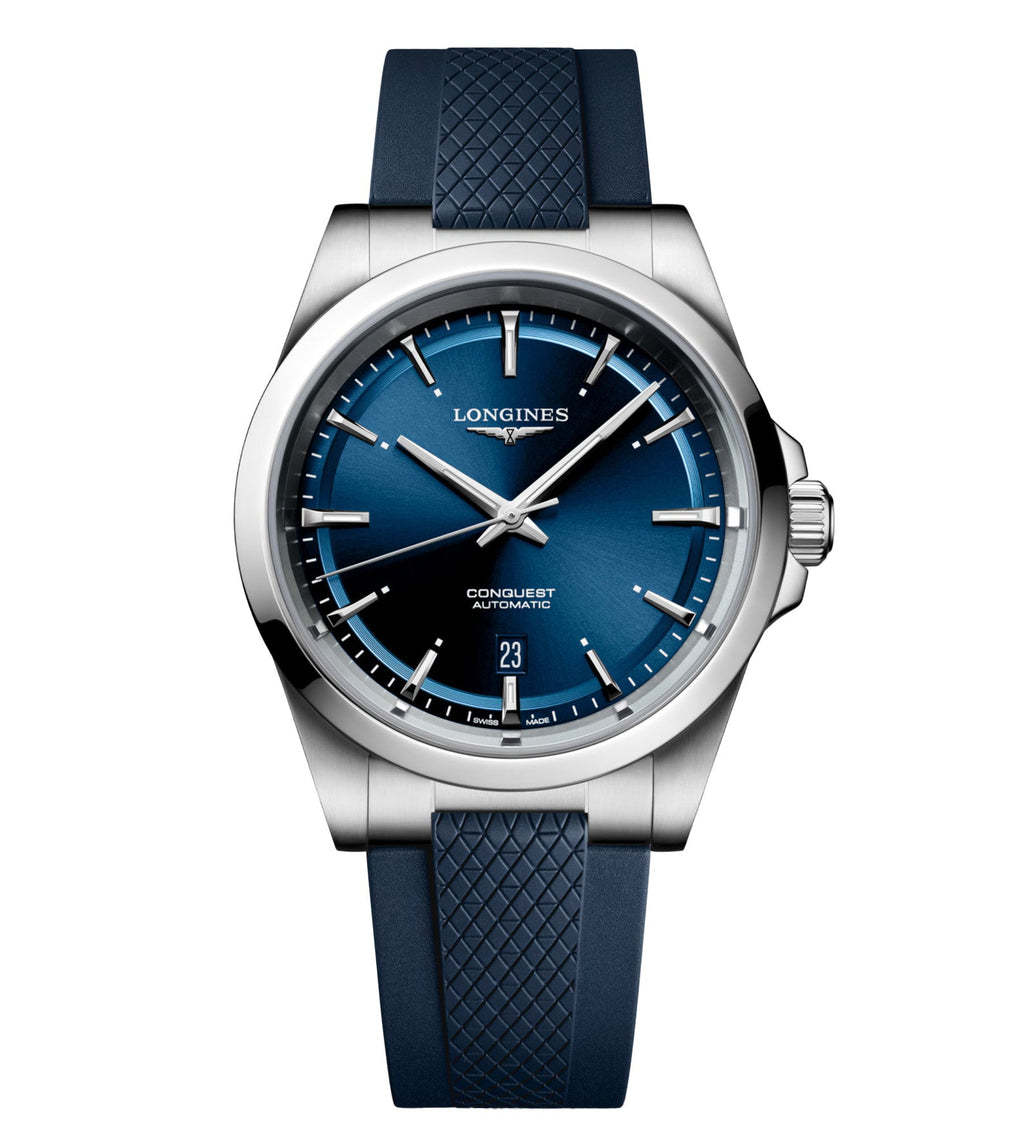 LNGS Conquest 41mm Watch with Blue Rubber Strap