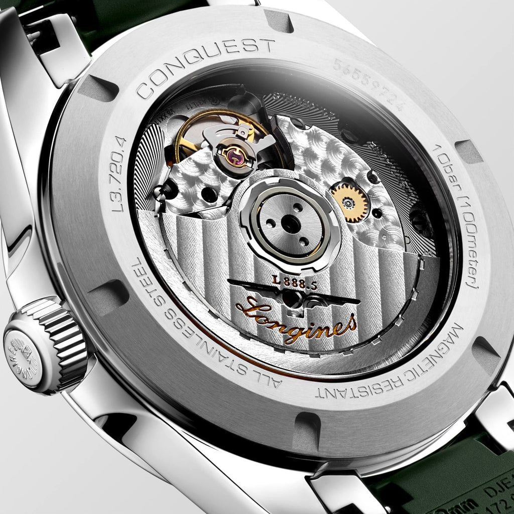 LNGS Conquest 38mm Watch with Green Rubber Strap