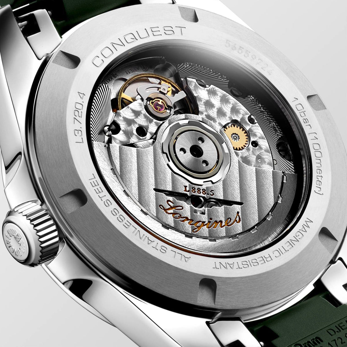 LNGS Conquest 38mm Watch with Green Rubber Strap