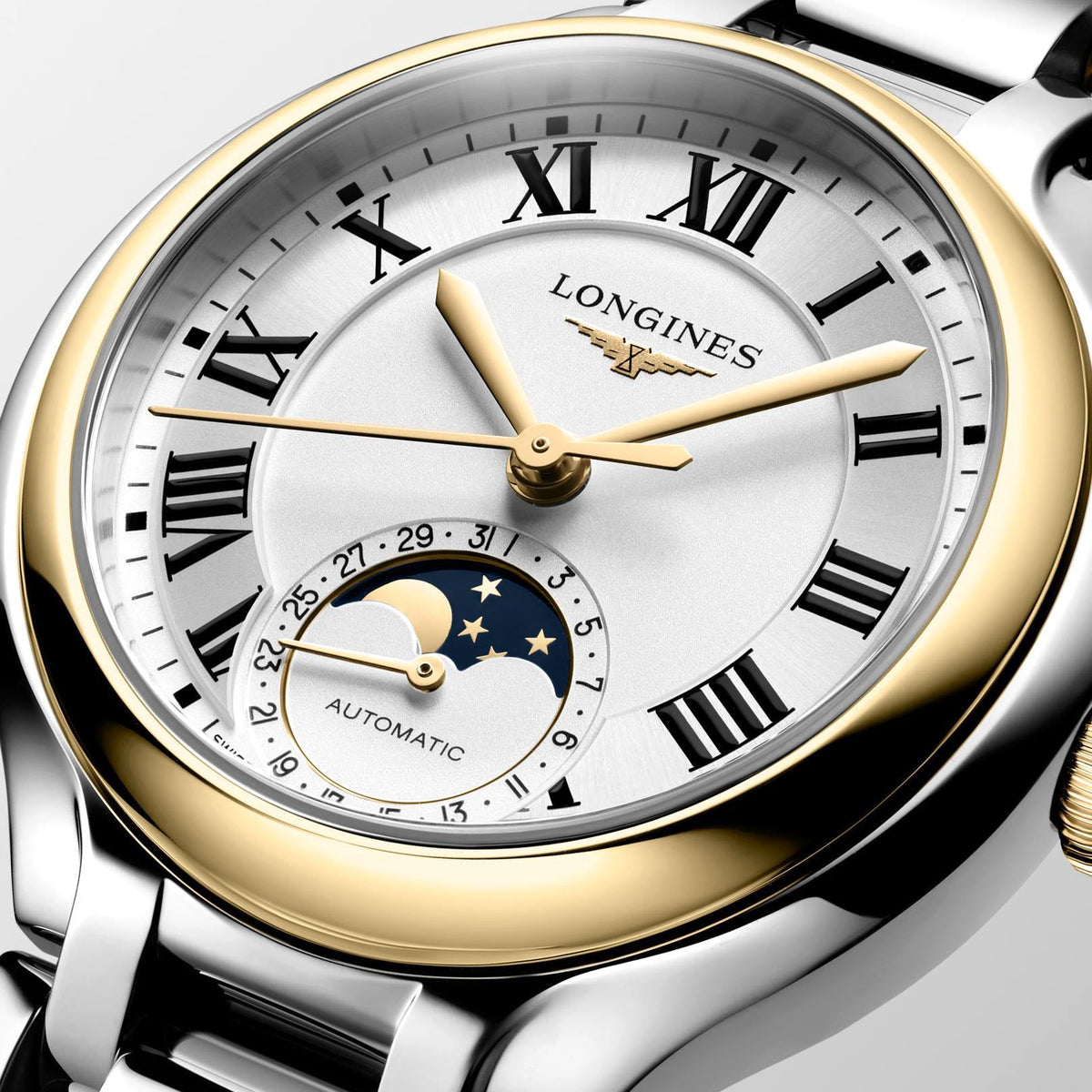 LNGS PrimaLuna Moonphase 34mm Watch with Mixed Metals Bracelet