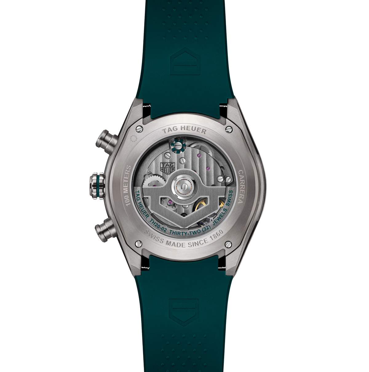 TGHR Carrera Chronograph Extreme Sport Twin-Time Watch with Green Rubber Strap