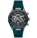 TGHR Carrera Chronograph Extreme Sport Twin-Time Watch with Green Rubber Strap