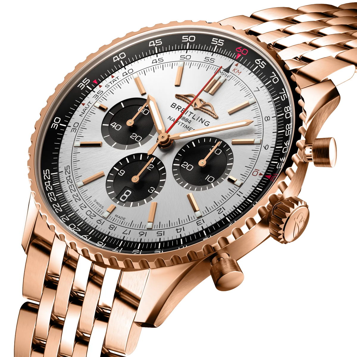 BRT Navitimer B01 Chronograph 46 Watch with 18K Red Gold Bracelet