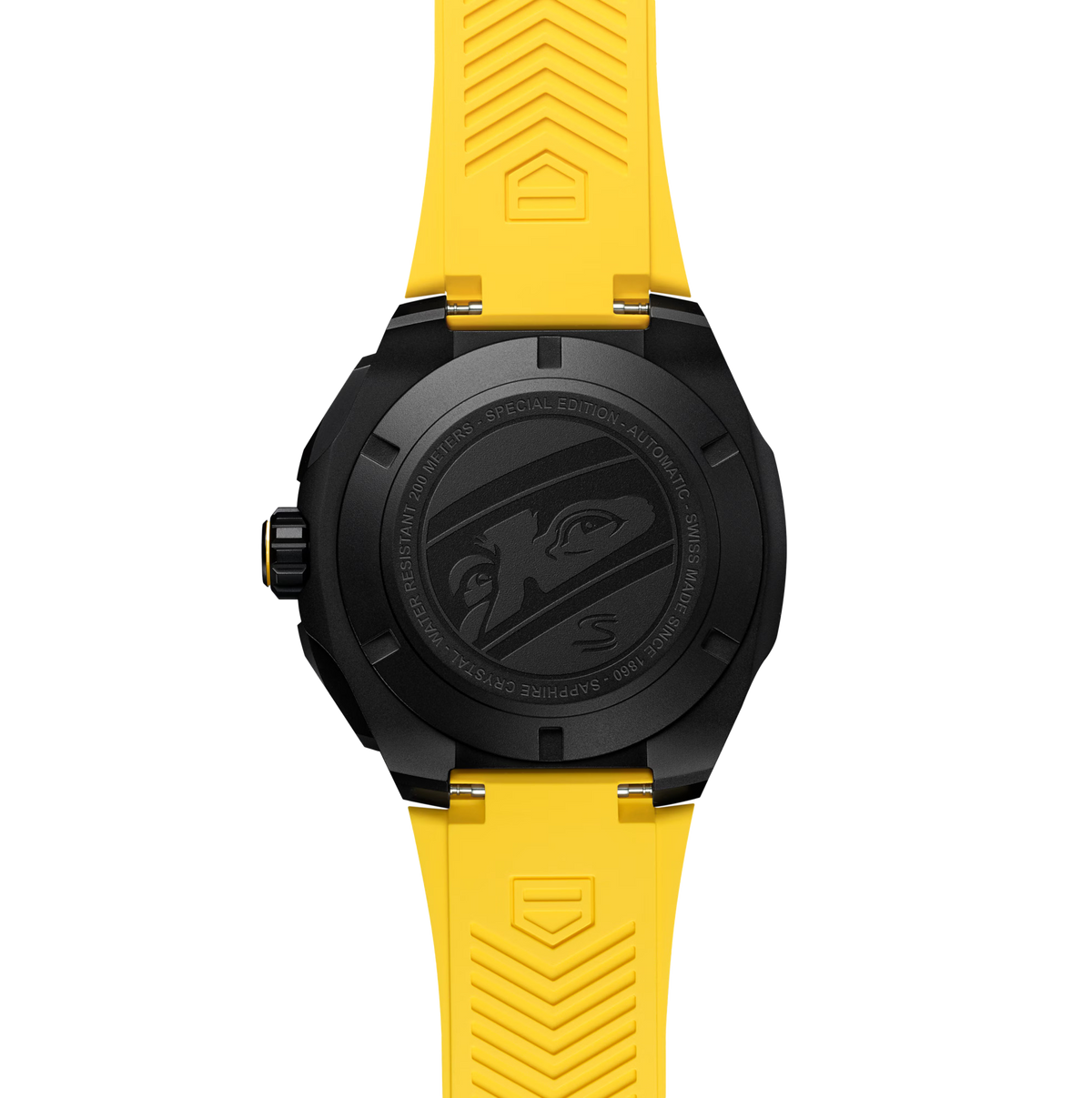 TGHR Formula 1 Chronograph X Senna Watch with Yellow Rubber Strap