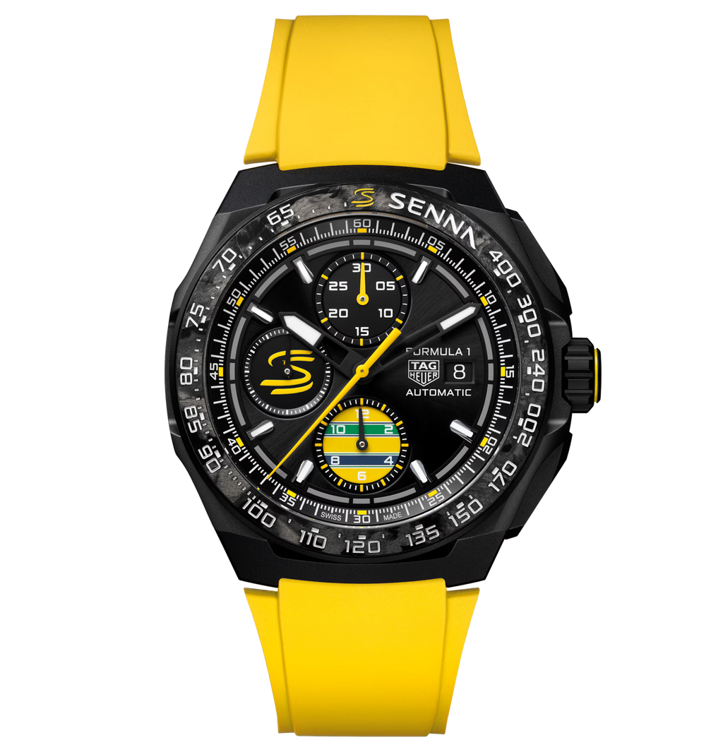 TGHR Formula 1 Chronograph X Senna Watch with Yellow Rubber Strap